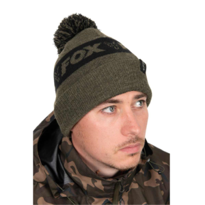Шапка Fox Collection Bobble Hat Green & Black