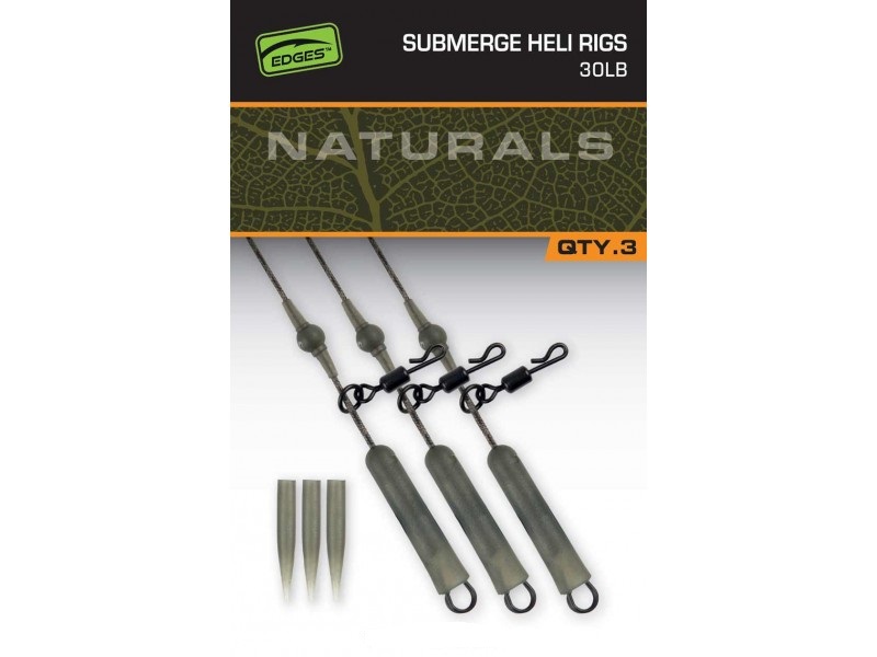 Оснастка гелікоптерна без сердечника Fox EDGES™ Naturals Submerge Heli Rig Leaders