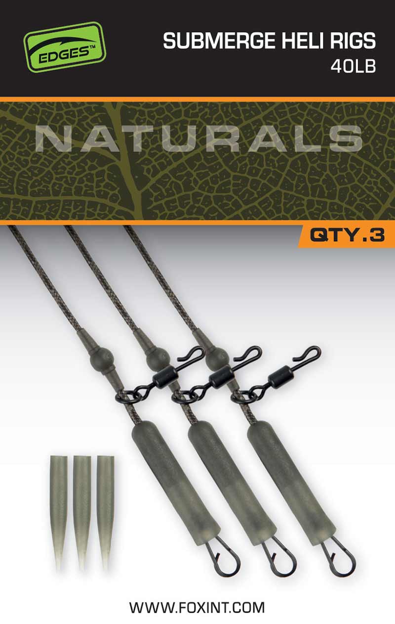 Оснастка гелікоптерна без сердечника Fox EDGES™ Naturals Submerge Heli Rig Leaders - Зображення 2