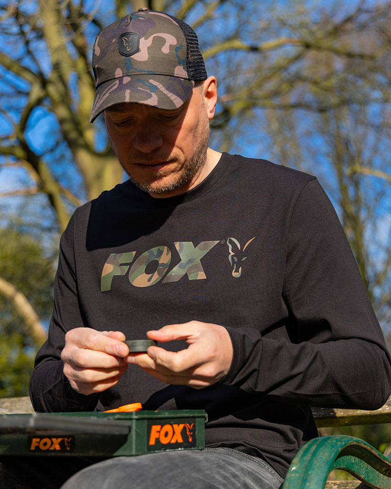 Чорно/комуфляжна футболка з довгим рукавом Fox Black / Camo LS - Зображення 4