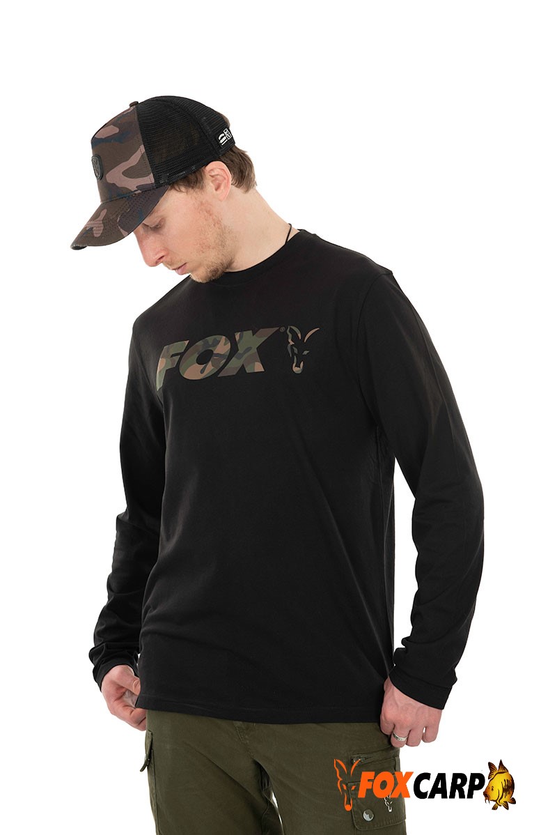 Чорно/комуфляжна футболка з довгим рукавом Fox Black / Camo LS