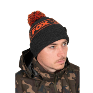 Шапка Fox Collection Bobble Hat Black & Orange