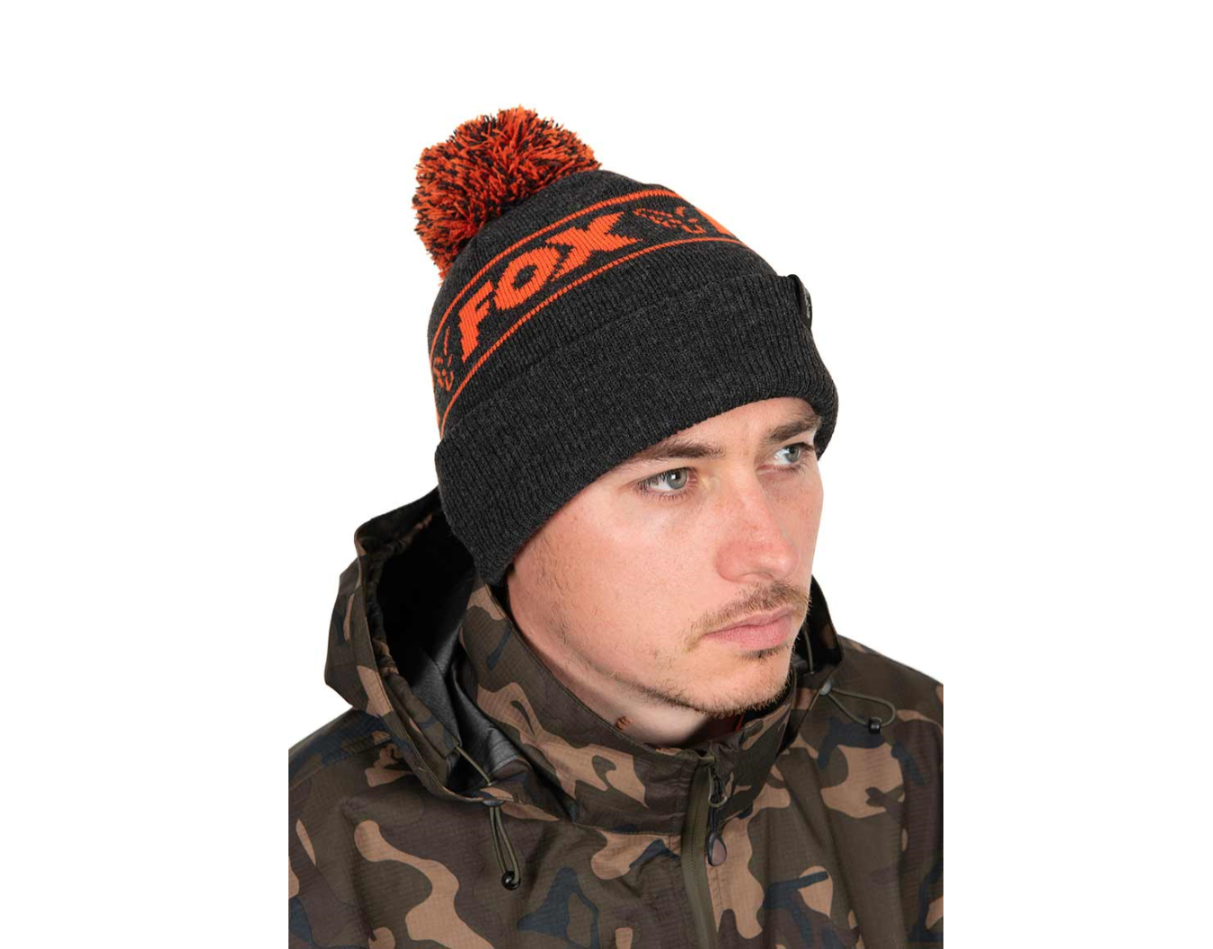 Шапка Fox Collection Bobble Hat Black & Orange