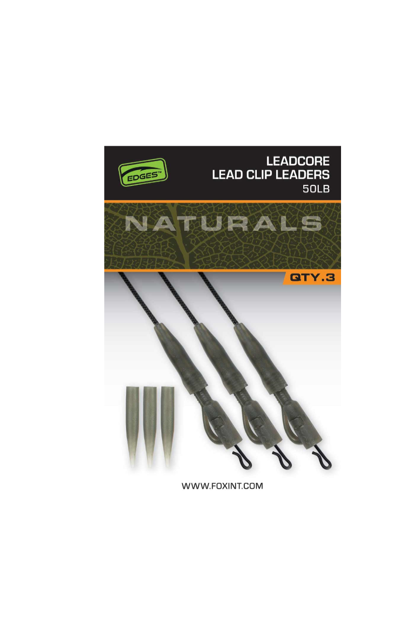 Безпечна кліпса з сердечником Fox EDGES™ Naturals Leadcore Lead Clip Leaders