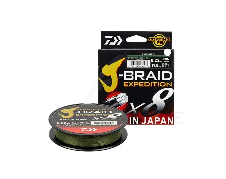 Шнур Daiwa J-Braid Exped.X8 300m D.Green 0,24mm